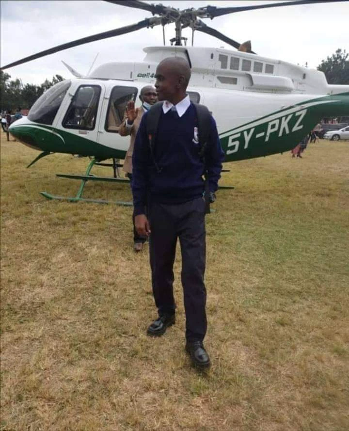 Raila Uses Chopper to Drop Students to Maranda School